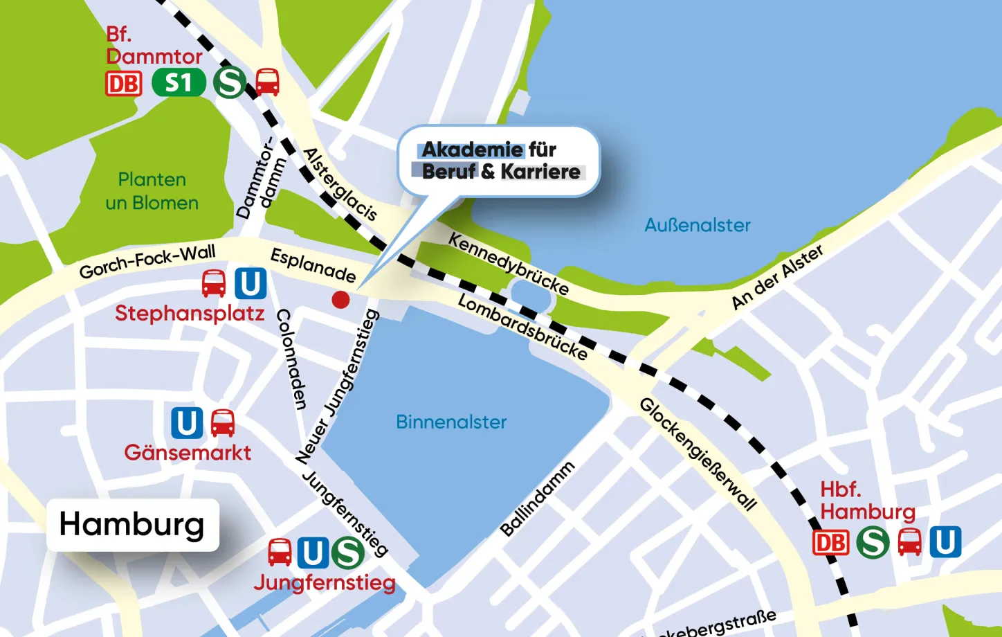 Lageplan-Esplanade-6 bei der Akademie für Beruf und Karriere